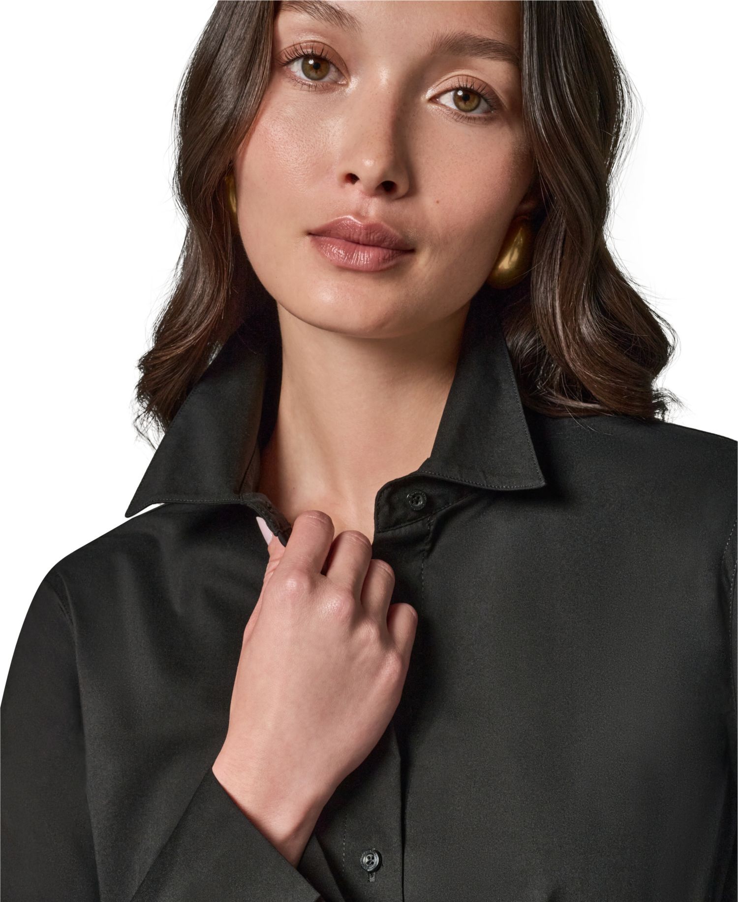 Women's A-Line Button-Down Poplin Tunic Top