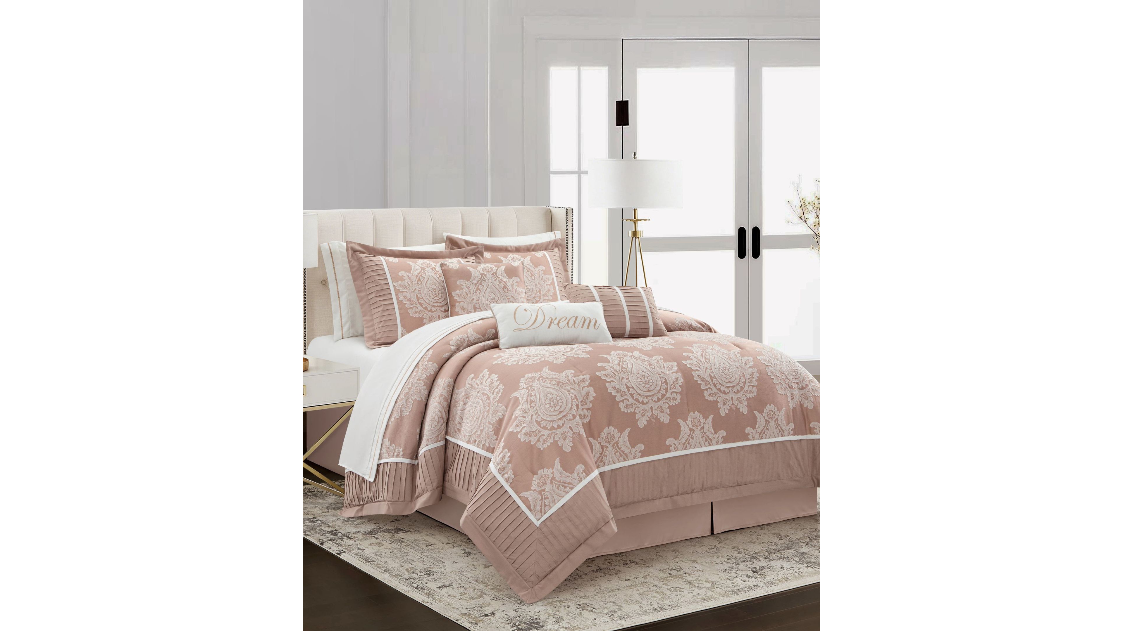 Stratford Park Therese Damask 15-Piece Comforter Set, King