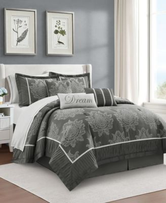 Therese Damask 15-Piece Comforter Set, Queen