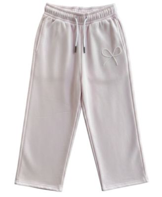 Girls' 7-16 Mini Imitation Pearl Bow Wide-Leg Sweatpants