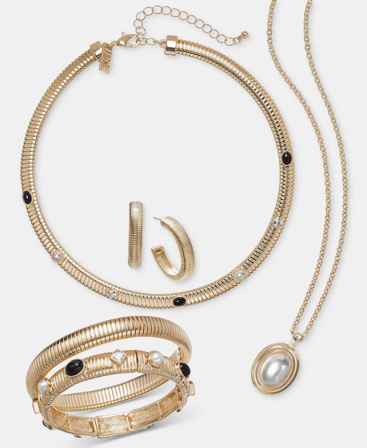 I.n.c. International Concepts Beaded and Solid Bangles, Set of Two, Macy's Exclusive