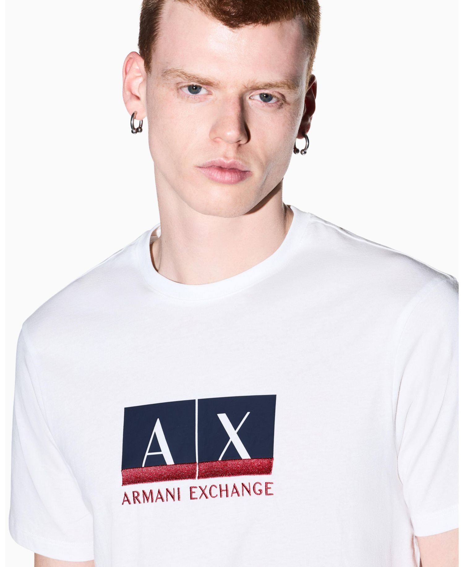 Men's Short Sleeve Metallic Box Logo Slim Fit T-Shirt