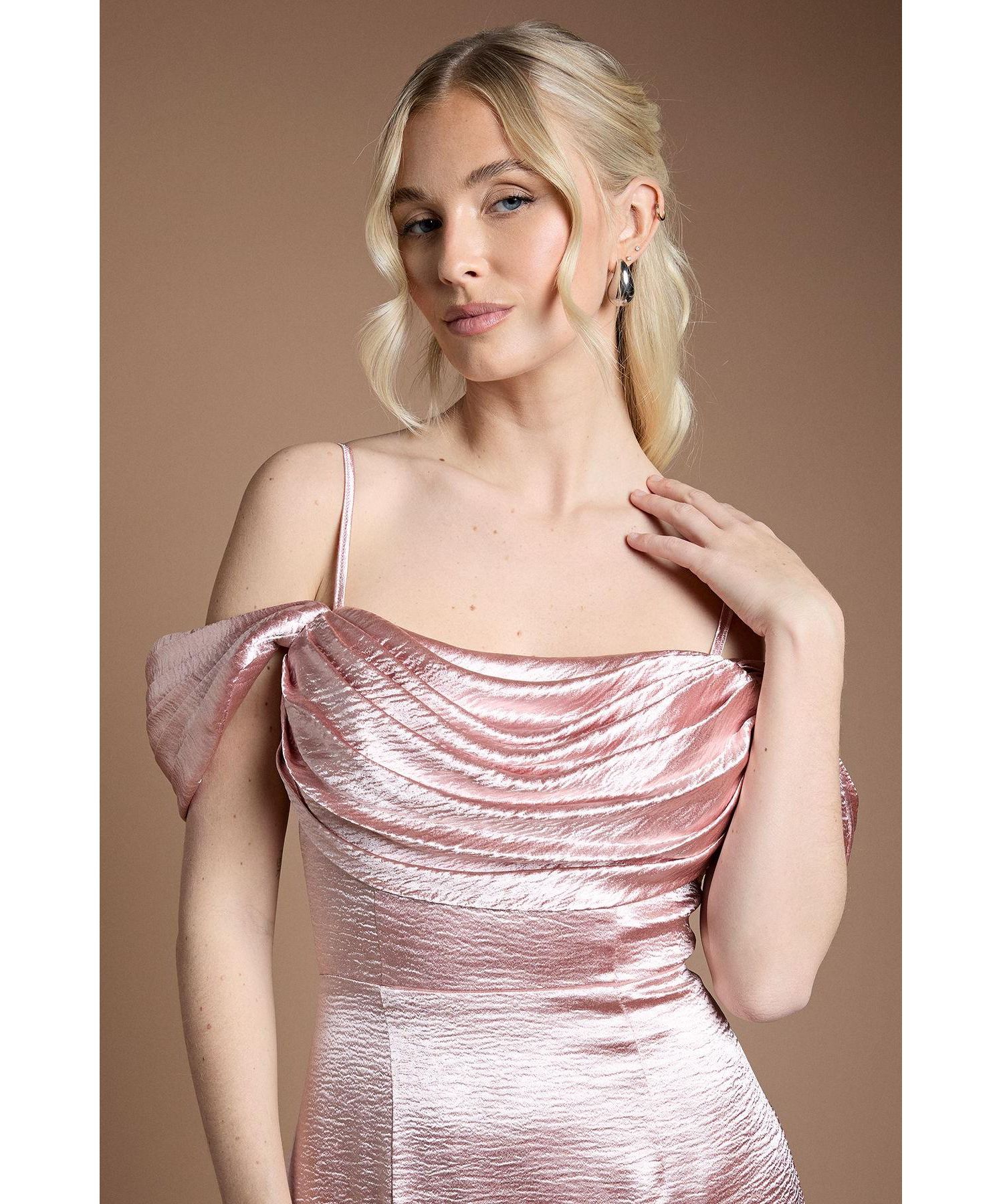 Women's Cowl Neck Bridesmaid Maxi Dress