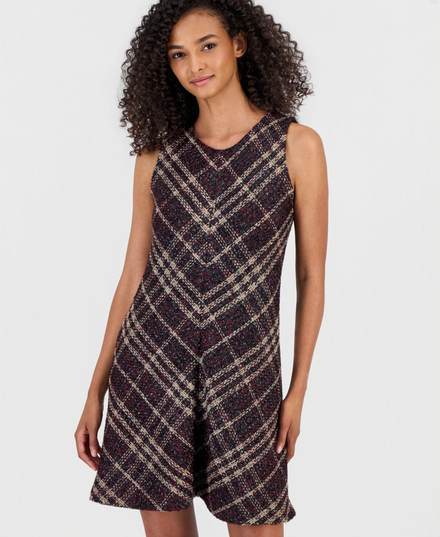 Women's Plaid Tweed A-Line Dress