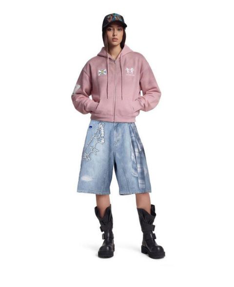 Женские шорты AELFRIC EDEN Plaid Panel Chain Jorts, цвет: Синий