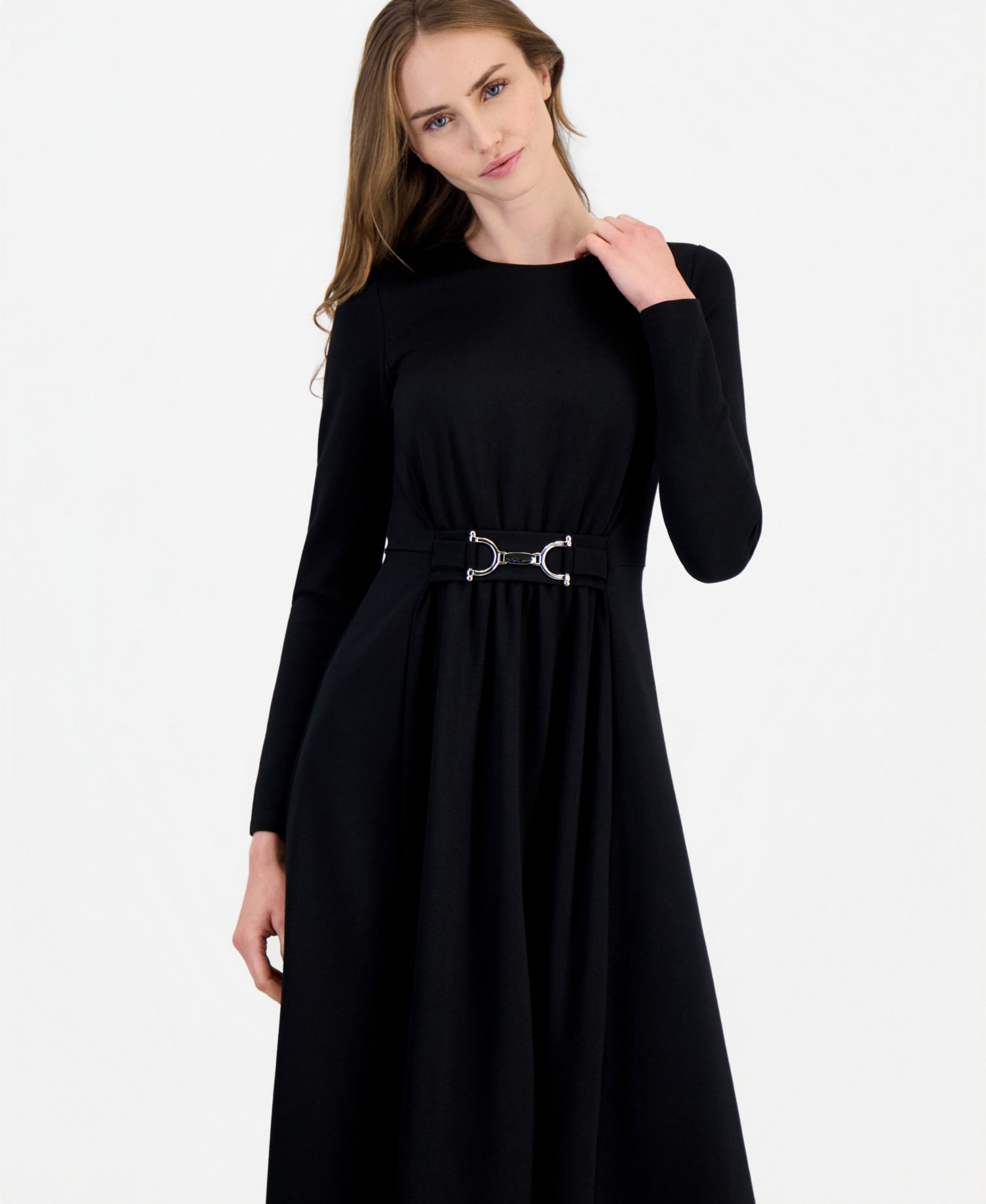 Petite Serenity A-Line Belted Midi Dress