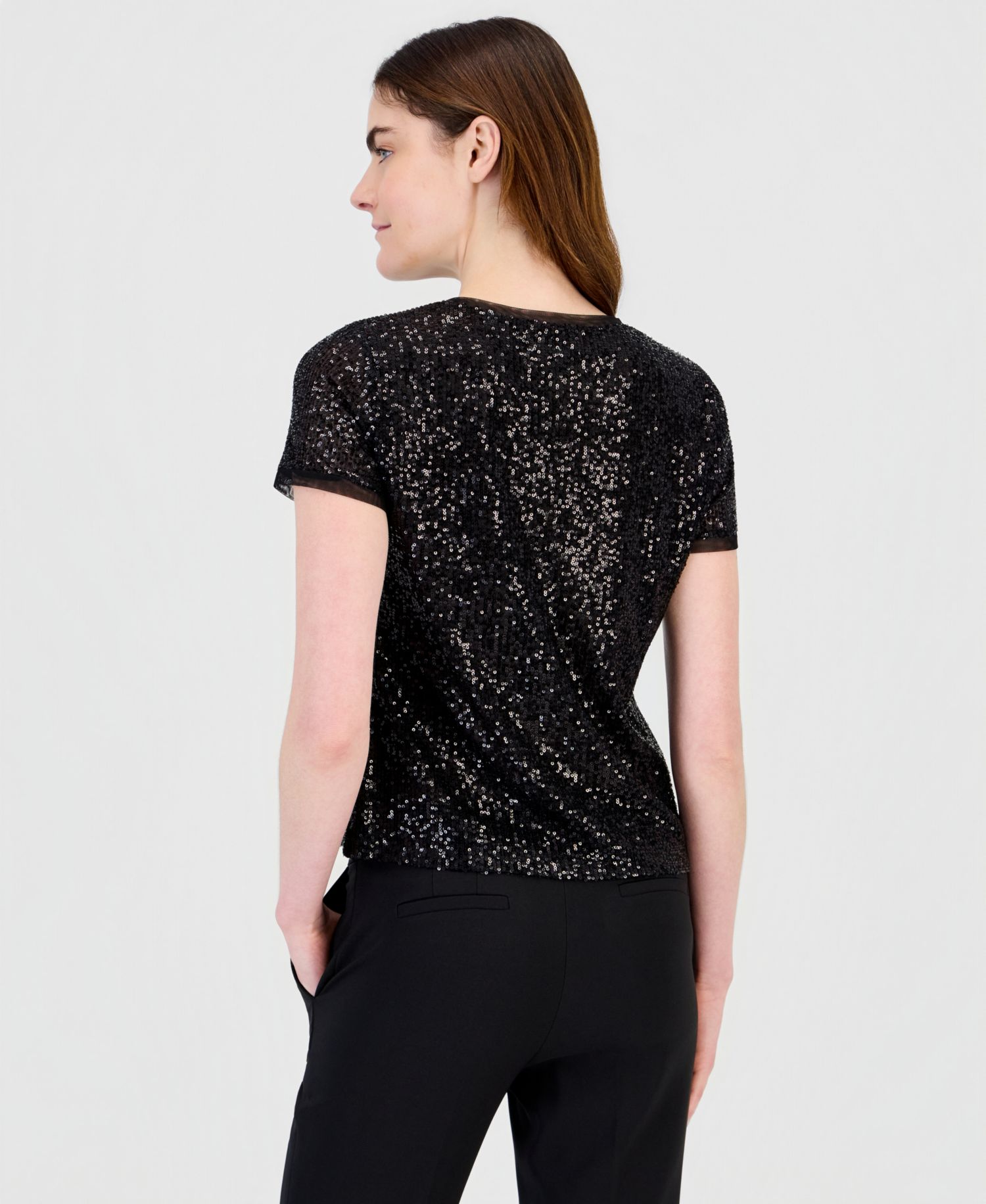 Women's Sequin Crewneck Short-Sleeve Tee