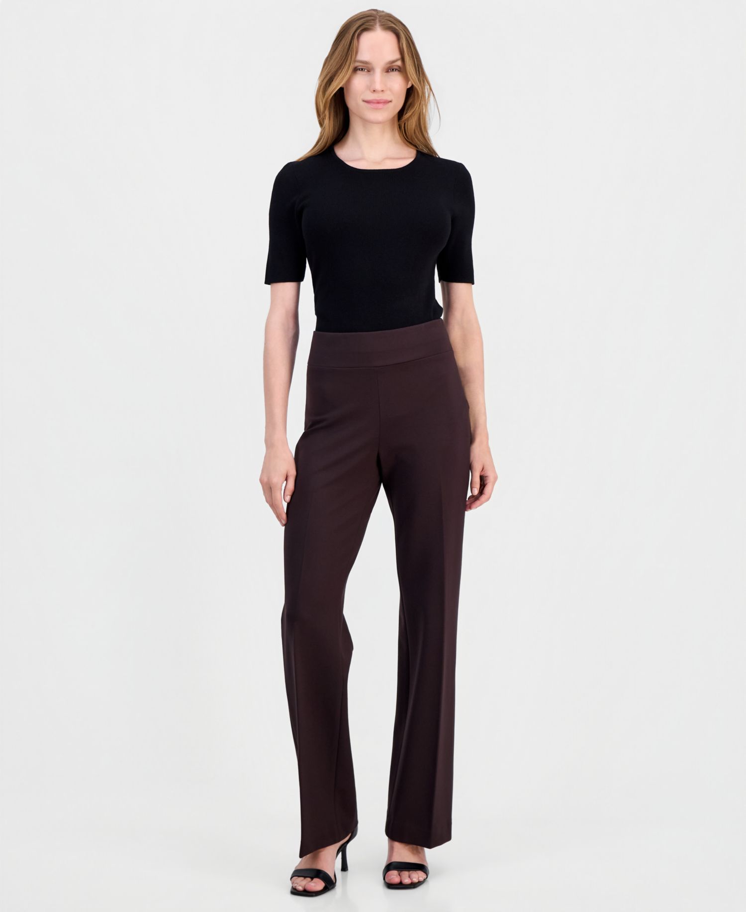 Petite High Rise Pull-On Wide-Leg Pants