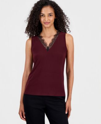 Women's Lace-Trim-V-Neck Tank Top