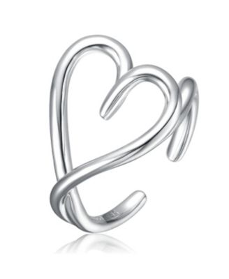 Elegant White Gold Plated Heart Design Adjustable Ring