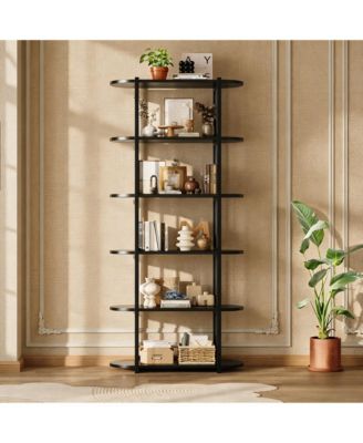 6-Tier Industrial Tall Bookshelf, Waterproof Panel Storage Shelf with Anti-Tipping Structure, Easy-Clean Multi-Purpose Home Office Display Rack