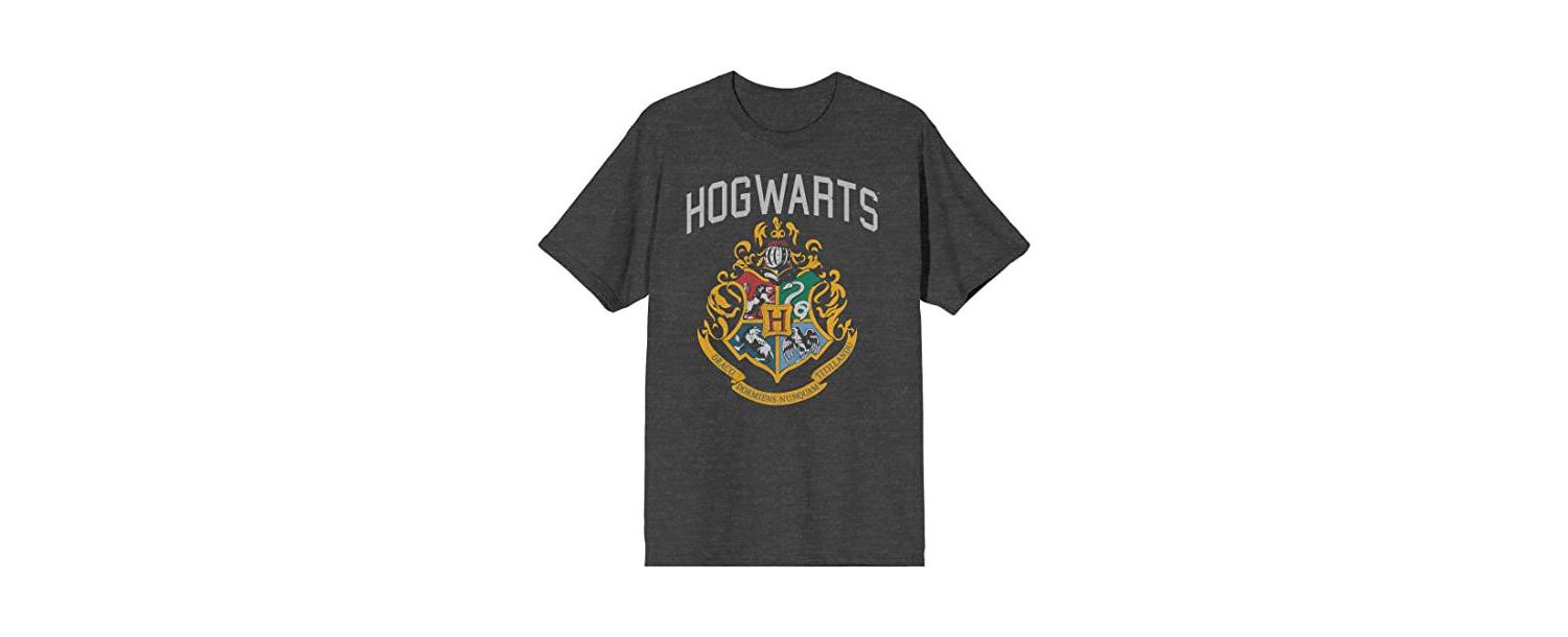 Men's Hogwarts Crest Charcoal Heather T-shirt-Small