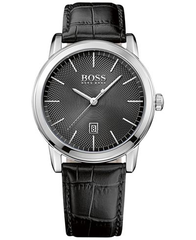BOSS Hugo Boss Men's Classic Black Leather Strap Watch 40mm 1513397