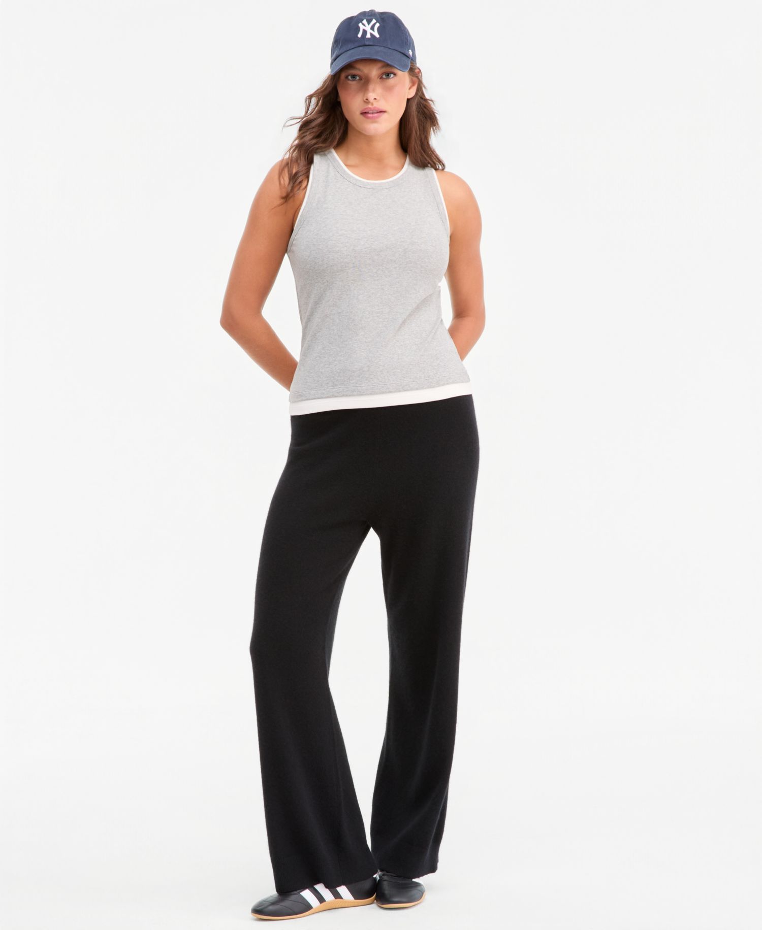 Women's 100% Cashmere Pull-On Wide-Leg Pants