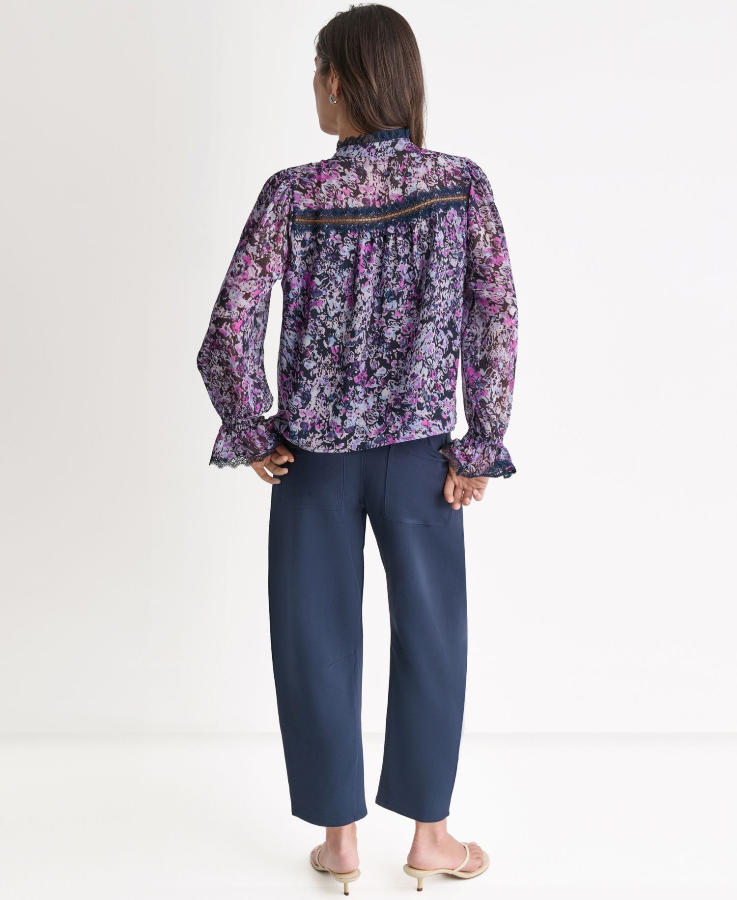 Women's Printed High-Neck Long-Sleeve Top