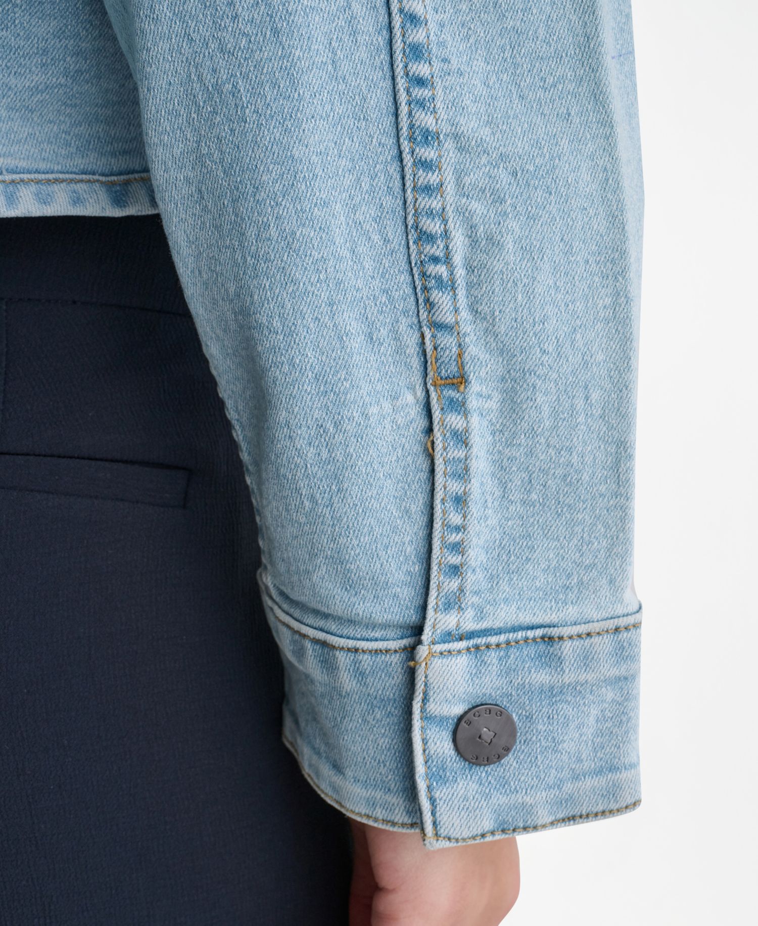 Women's Boxy Crewneck Button-Front Denim Jacket