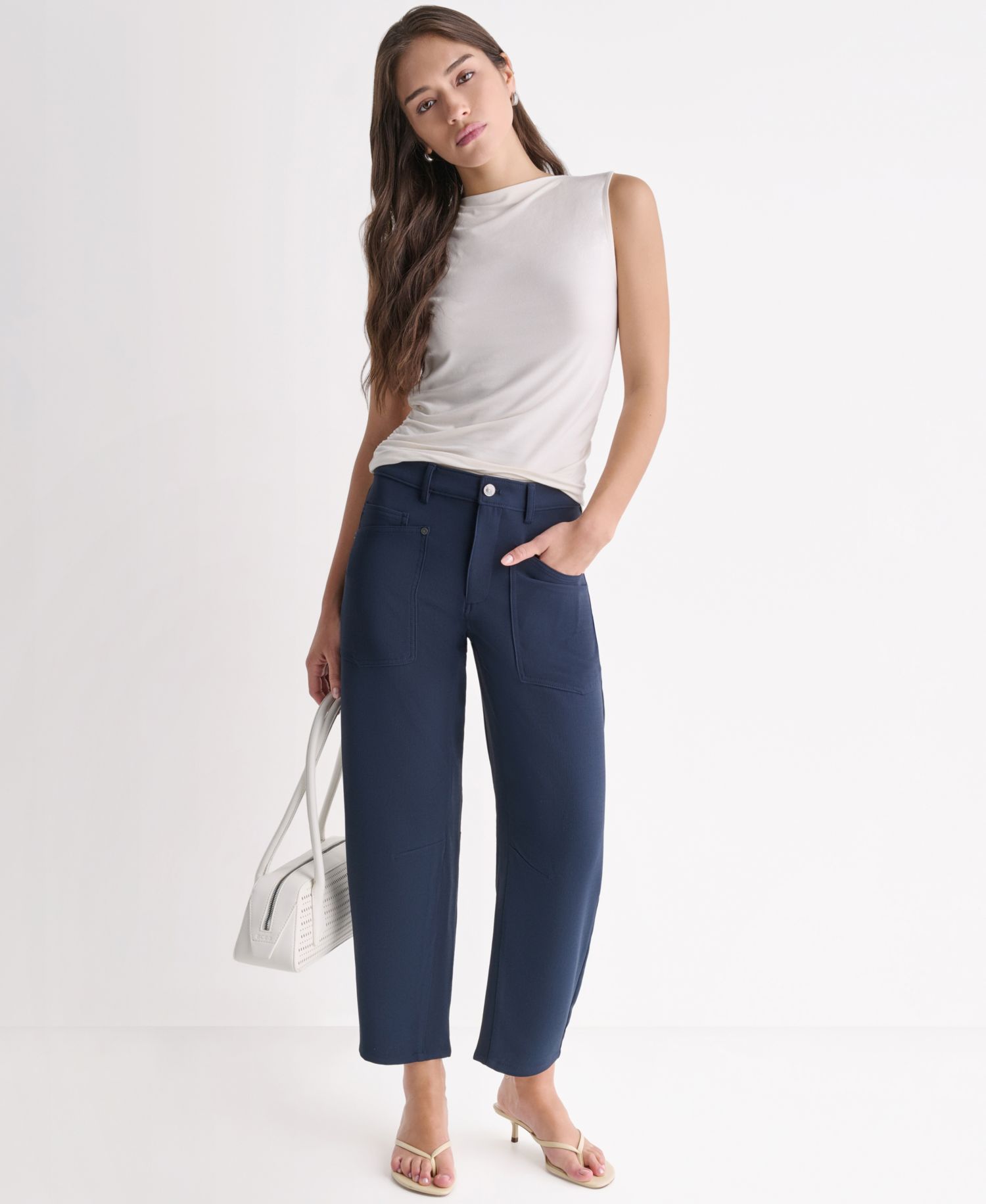 Women's Soft Barrel Leg Mid-Rise Pants