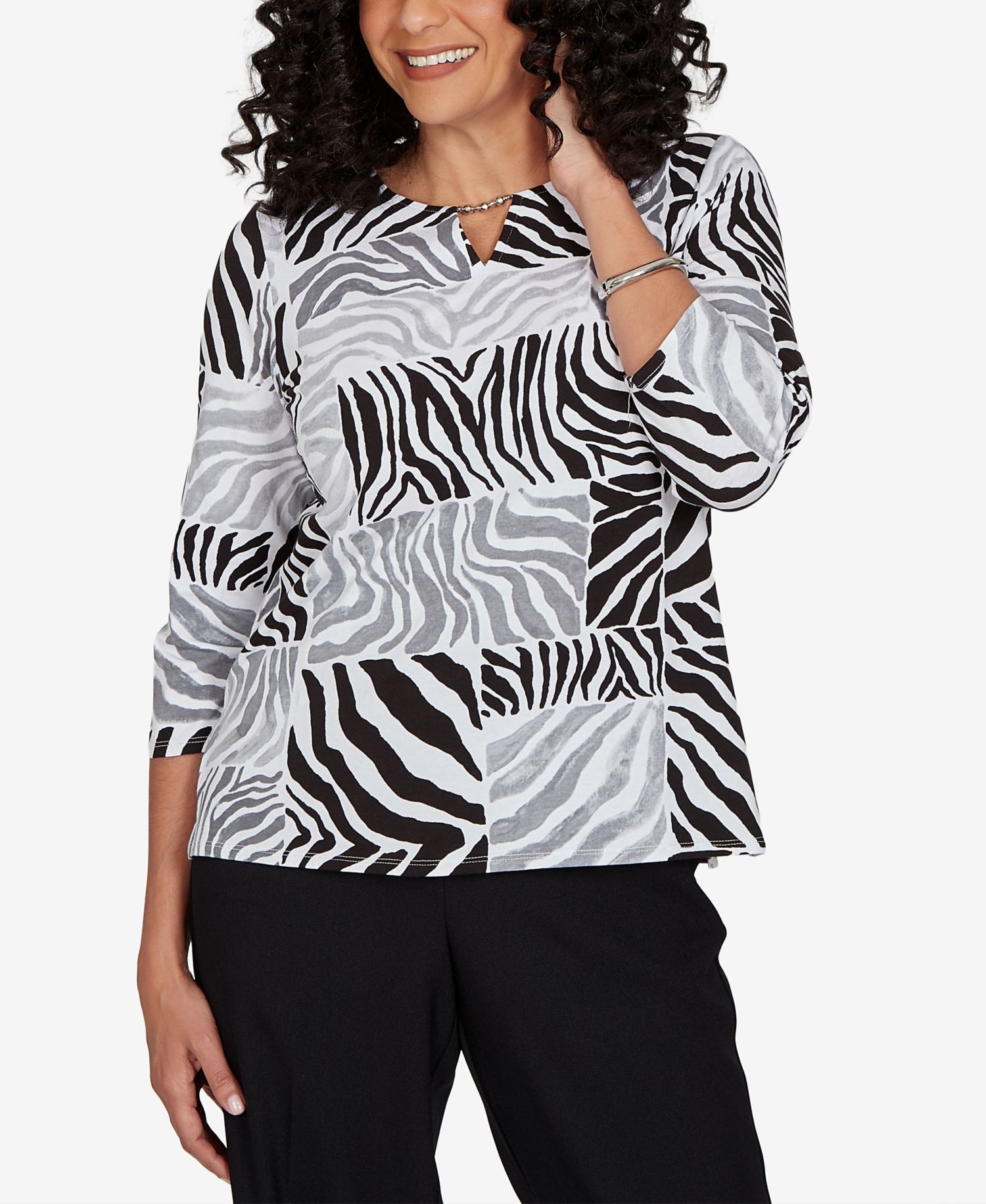 Petite Zebra Blocks Knit Top