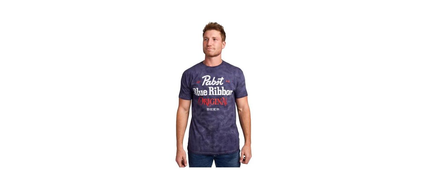 Мужская футболка Pabst Blue Ribbon Original Blue Crystal Wash Crew Neck Short Sleeve T-shirt-Medium, цвет: Тёмно-синий варёный — фото 10