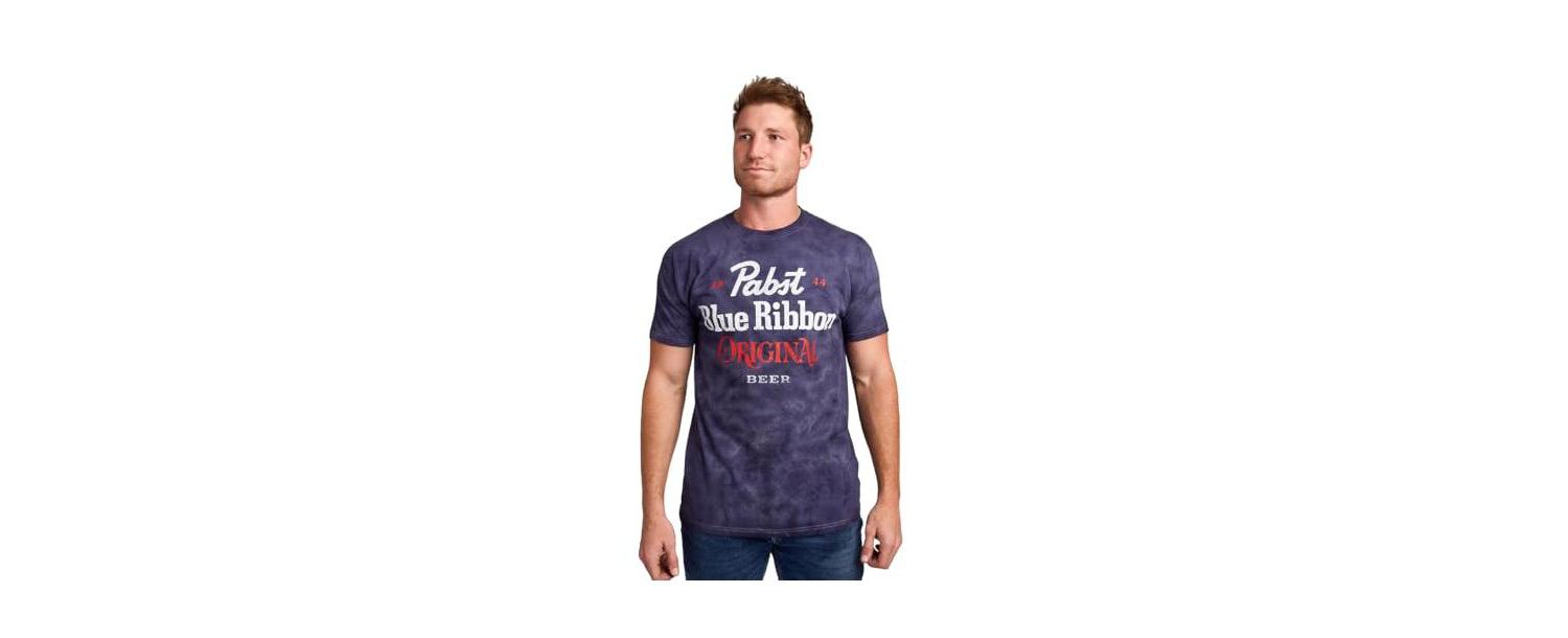 Men's Original Blue Crystal Wash Crew Neck Short Sleeve T-shirt-Medium