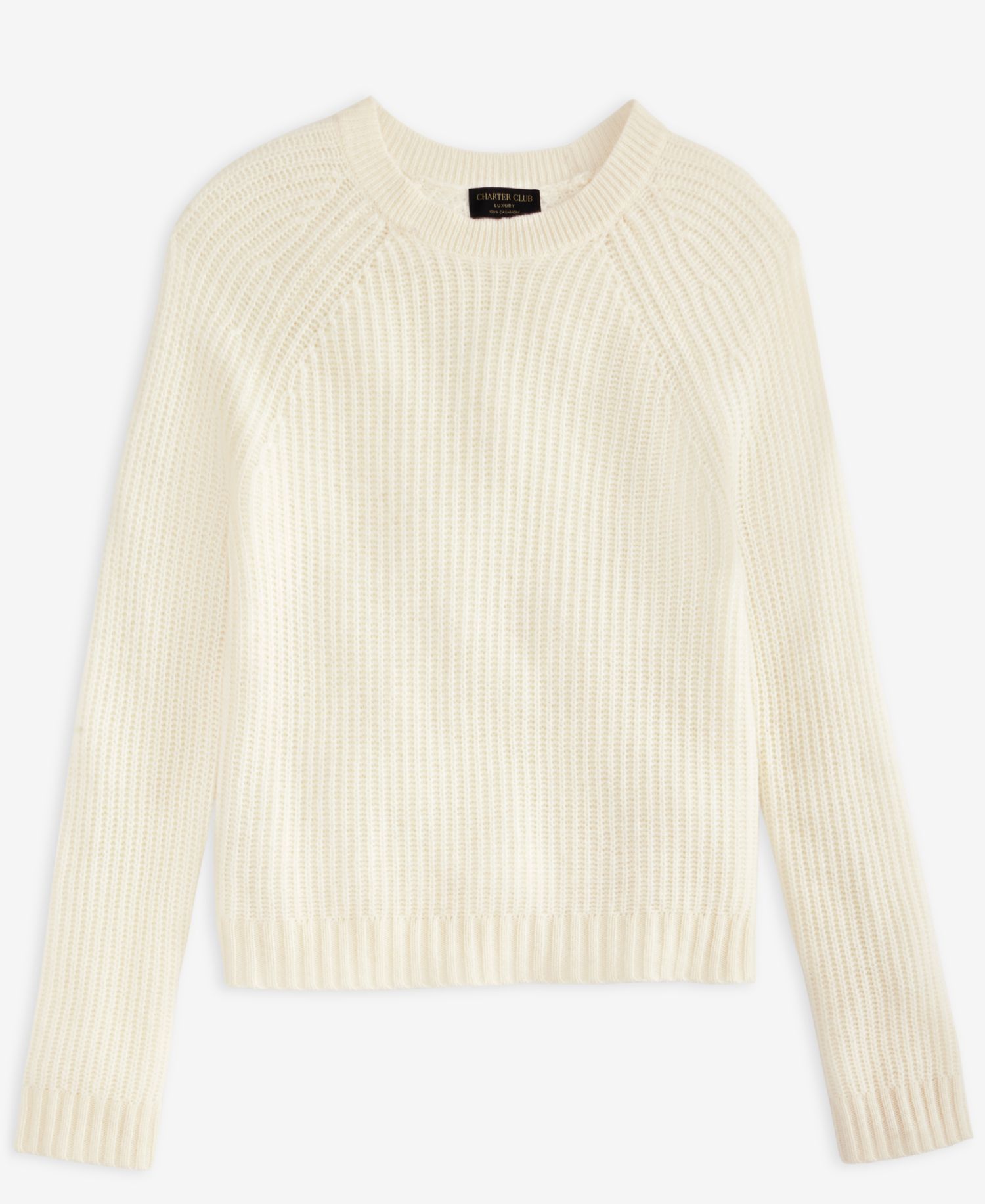 Plus Size 100% Cashmere Shaker Stitch Crewneck Sweater