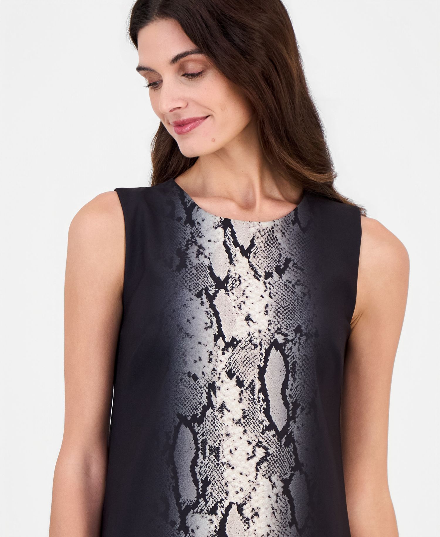 Women's Animal-Print Jewel-Neck Midi Dress