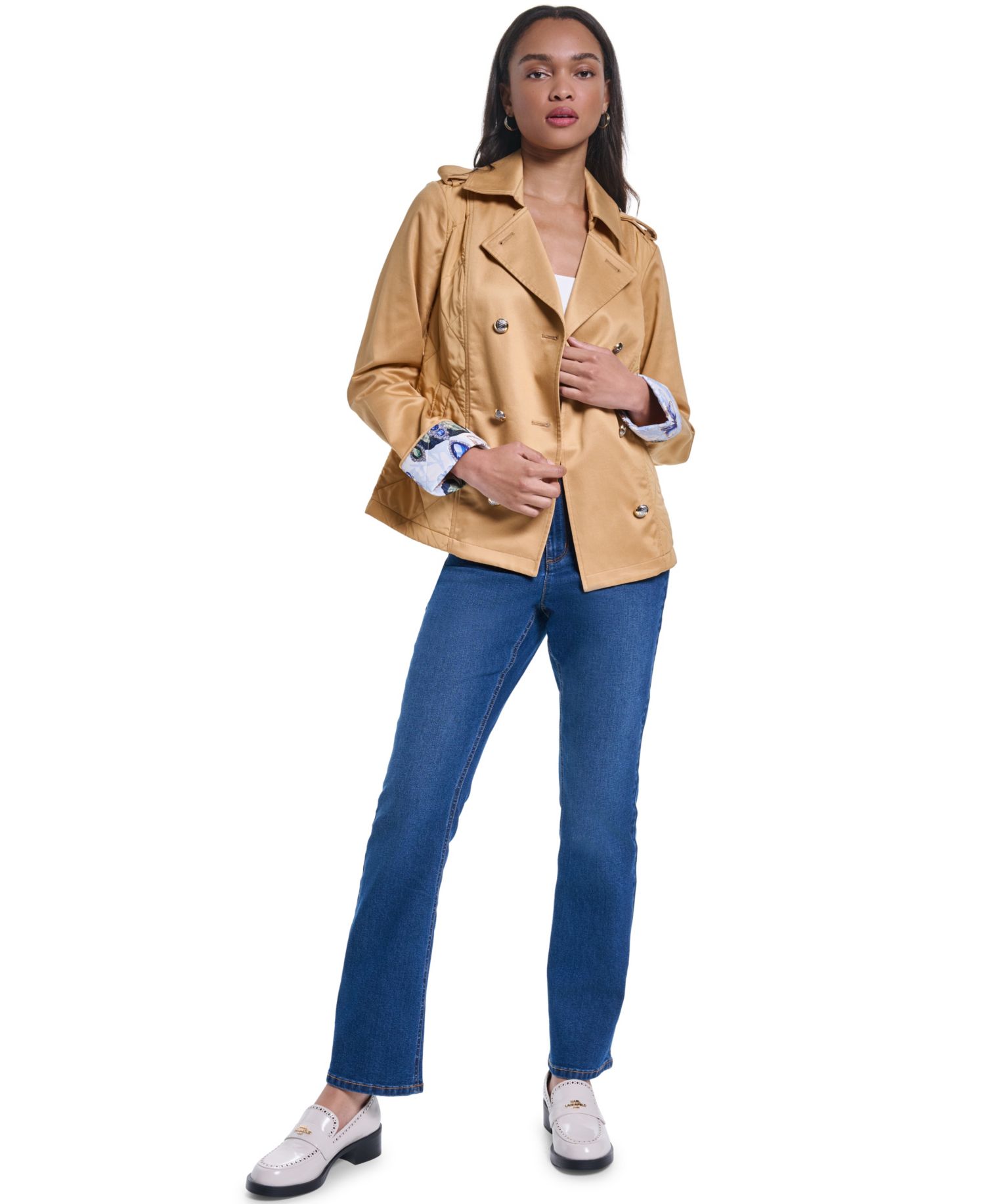 Petite Cropped Button-Front Jacket