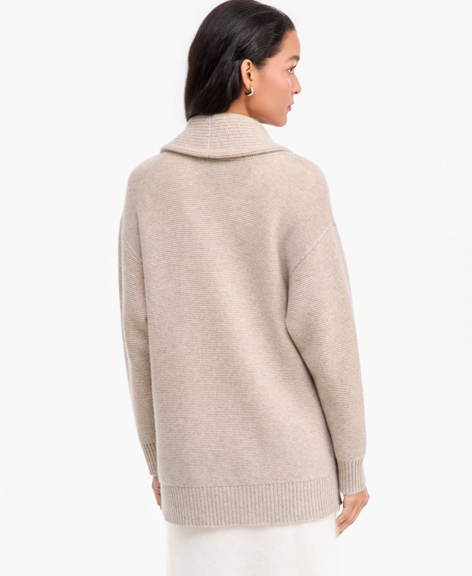Plus Size 100% Cashmere Shawl-Collar Cardigan