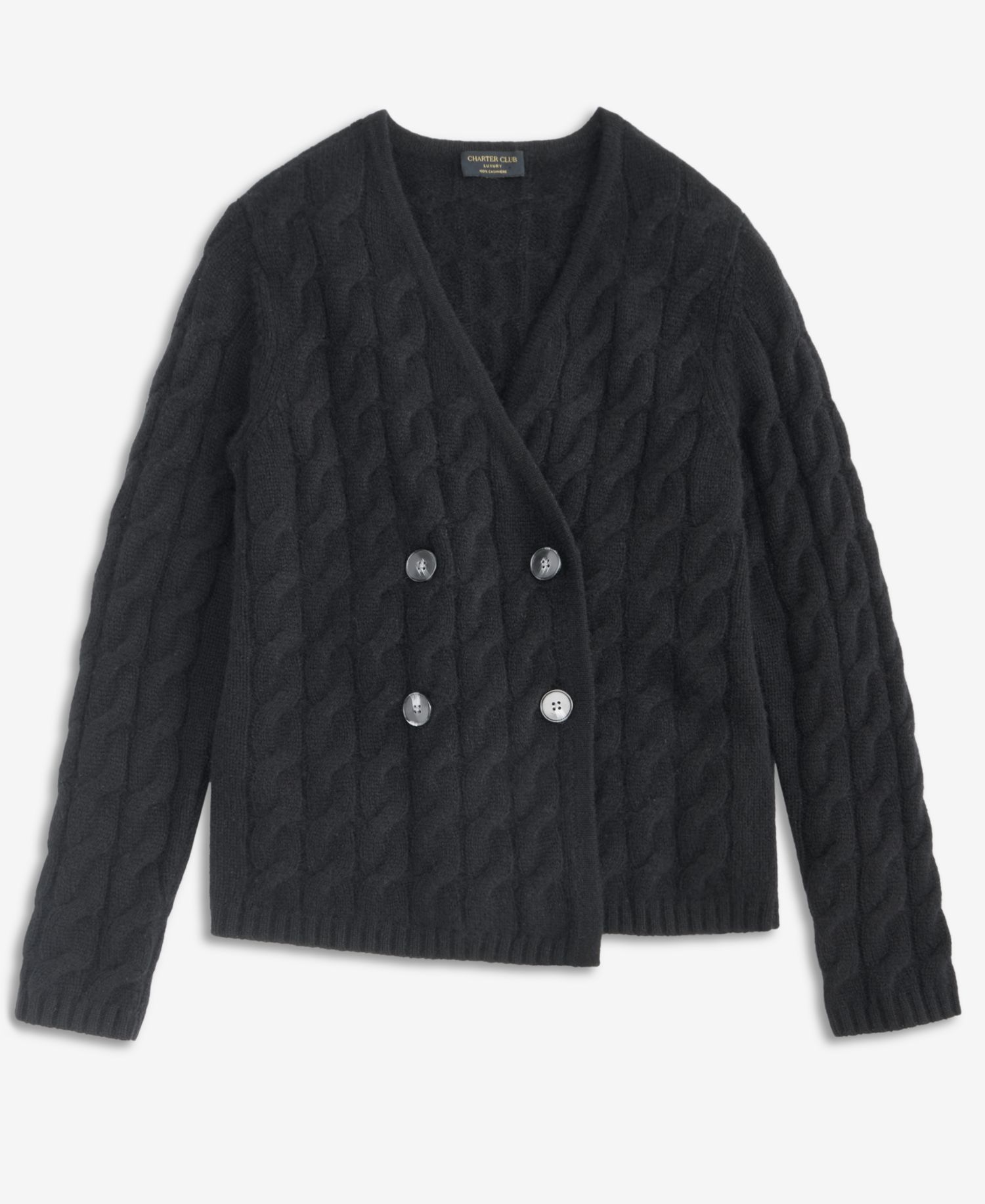 Women's 100% Cashmere Cable-Knit V-Neck Cardigan