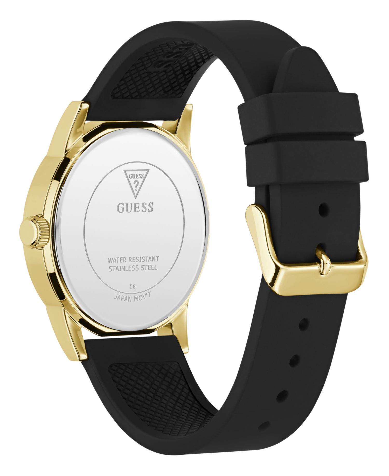 Men's Gold-Tone Silicone Strap Watch 42mm