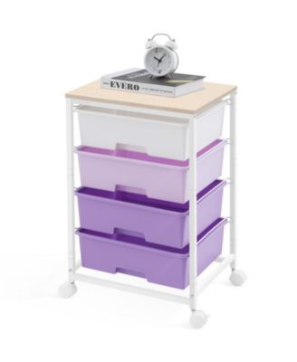 4-Tier Mobile Storage Cart with Drawers