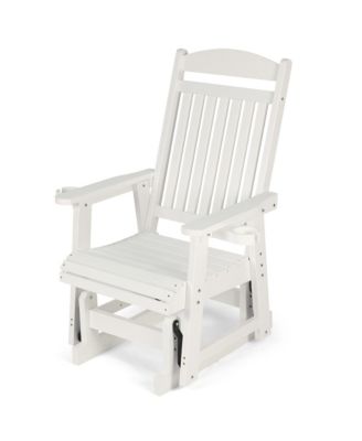 Poly Lumber All-Weather Outdoor Glider Chair, Heavy-Duty Single Patio Rocker with Removable Cup Holders