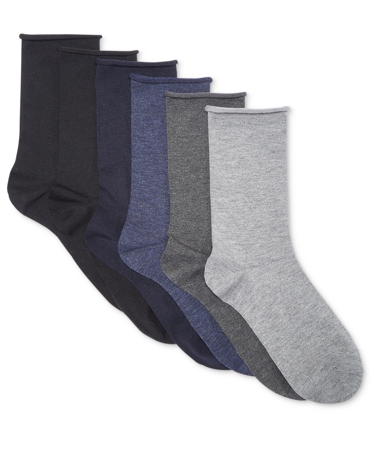Women's 6 Pack Roll-Top Trouser Socks - Ivory