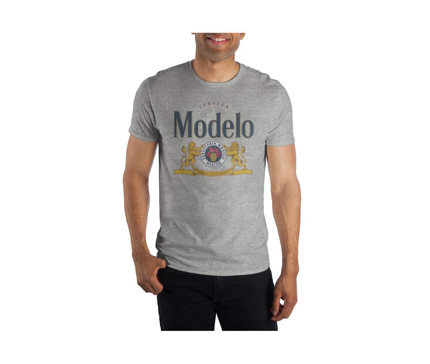 Мужская футболка Modelo Beer Logo Gray T-Shirt, цвет: Меланжевый — фото 6