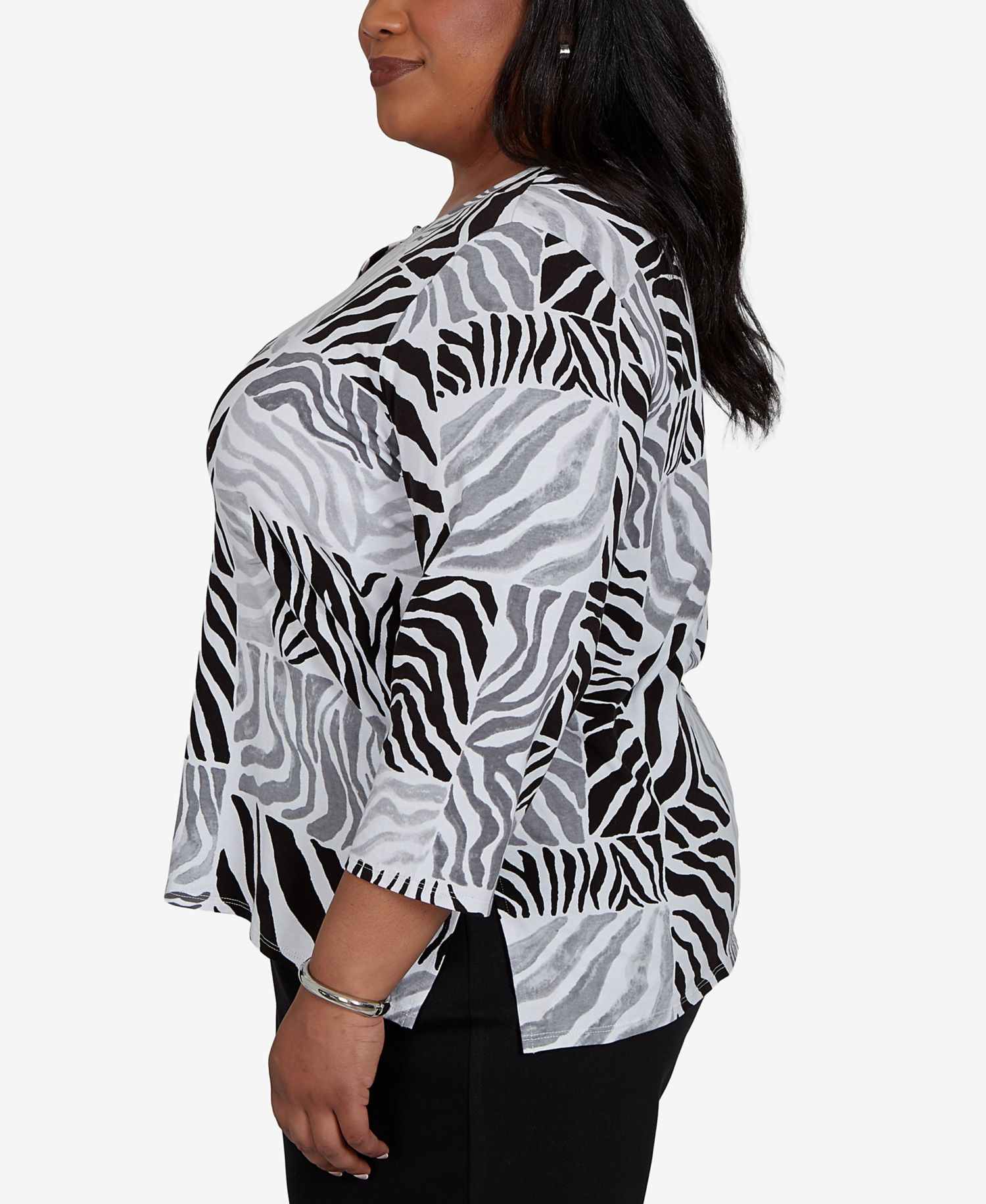 Plus Size Zebra Blocks Knit Top