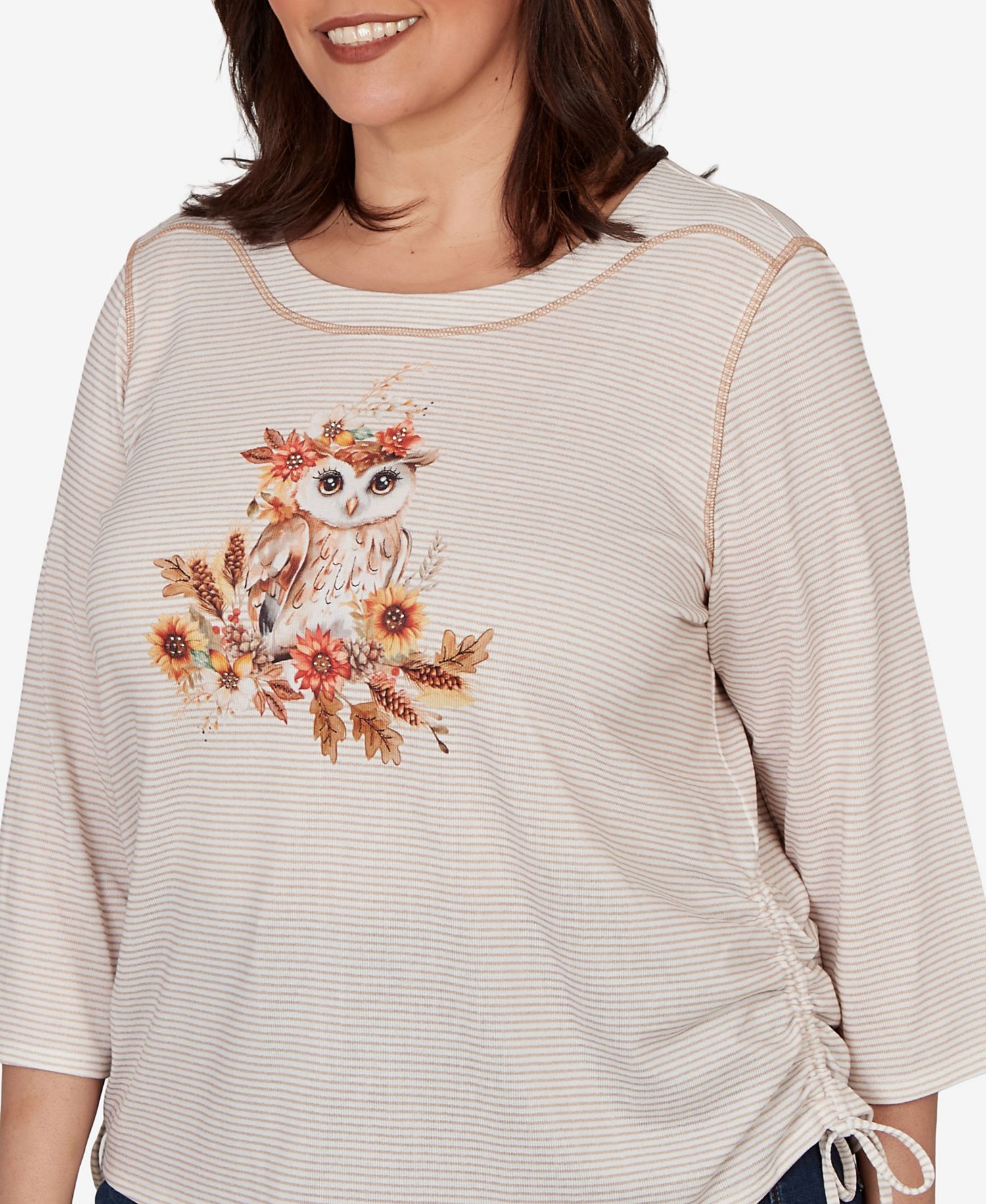 Plus Size Autumn Owl Knit Top