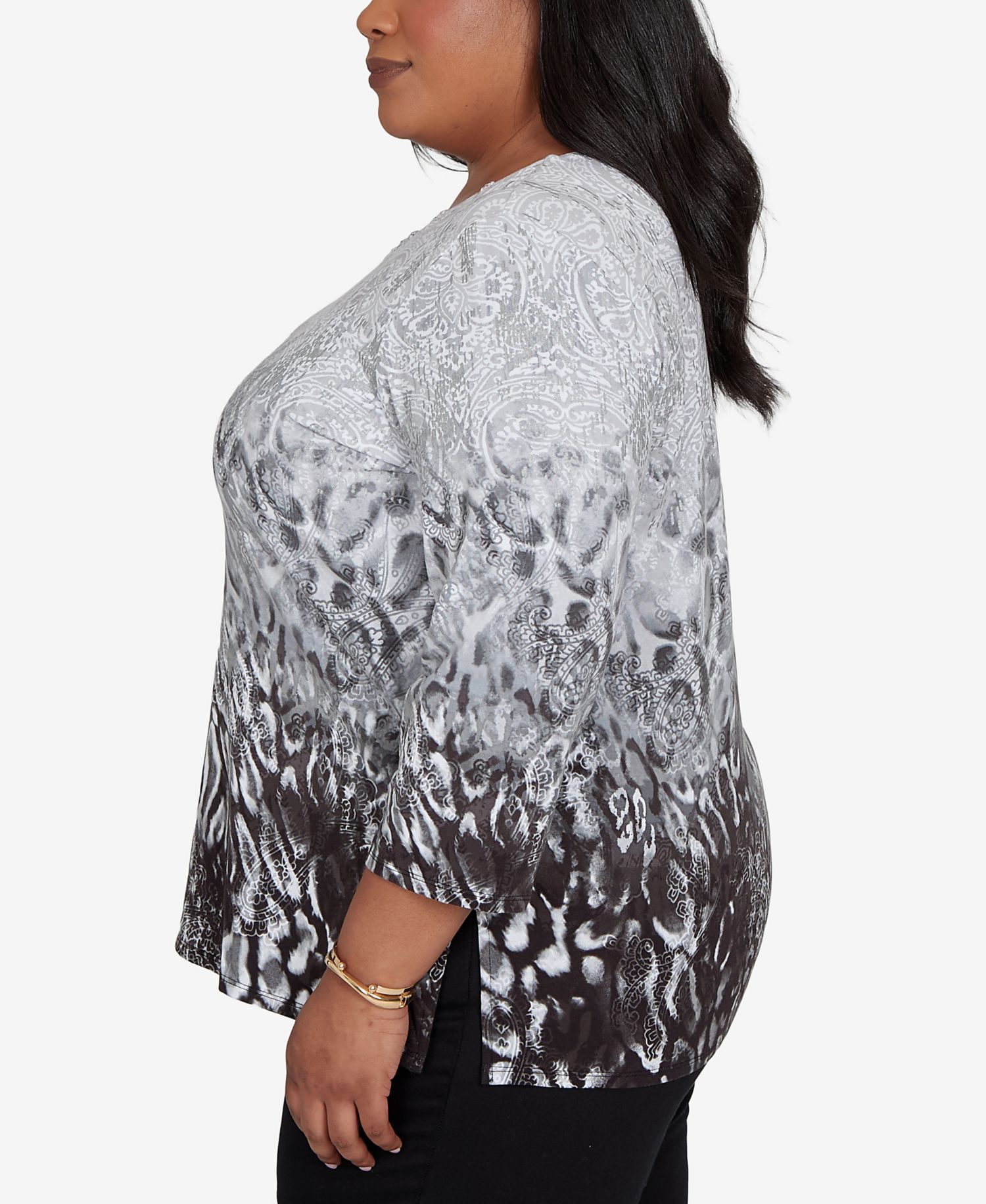 Plus Size Mono Ombre Animal Print Top