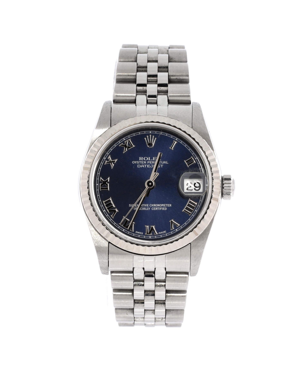 PreOwned Rolex Oyster Perpetual Datejust Automatic Watch in Stainless Steel and White Gold 31mm  Dial color blue