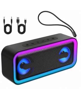  Portable Bluetooth Speaker with RGB Lights 24h Playtime IP67 Waterproof TWS Pairing