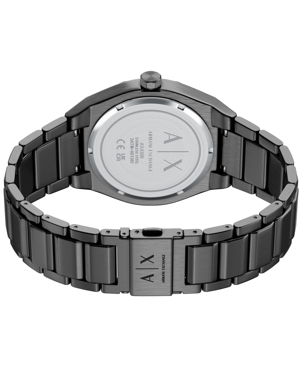 Armani Exchange Men's Sync Quartz Day-Date Gunmetal Stainless Steel Watch 42mm
