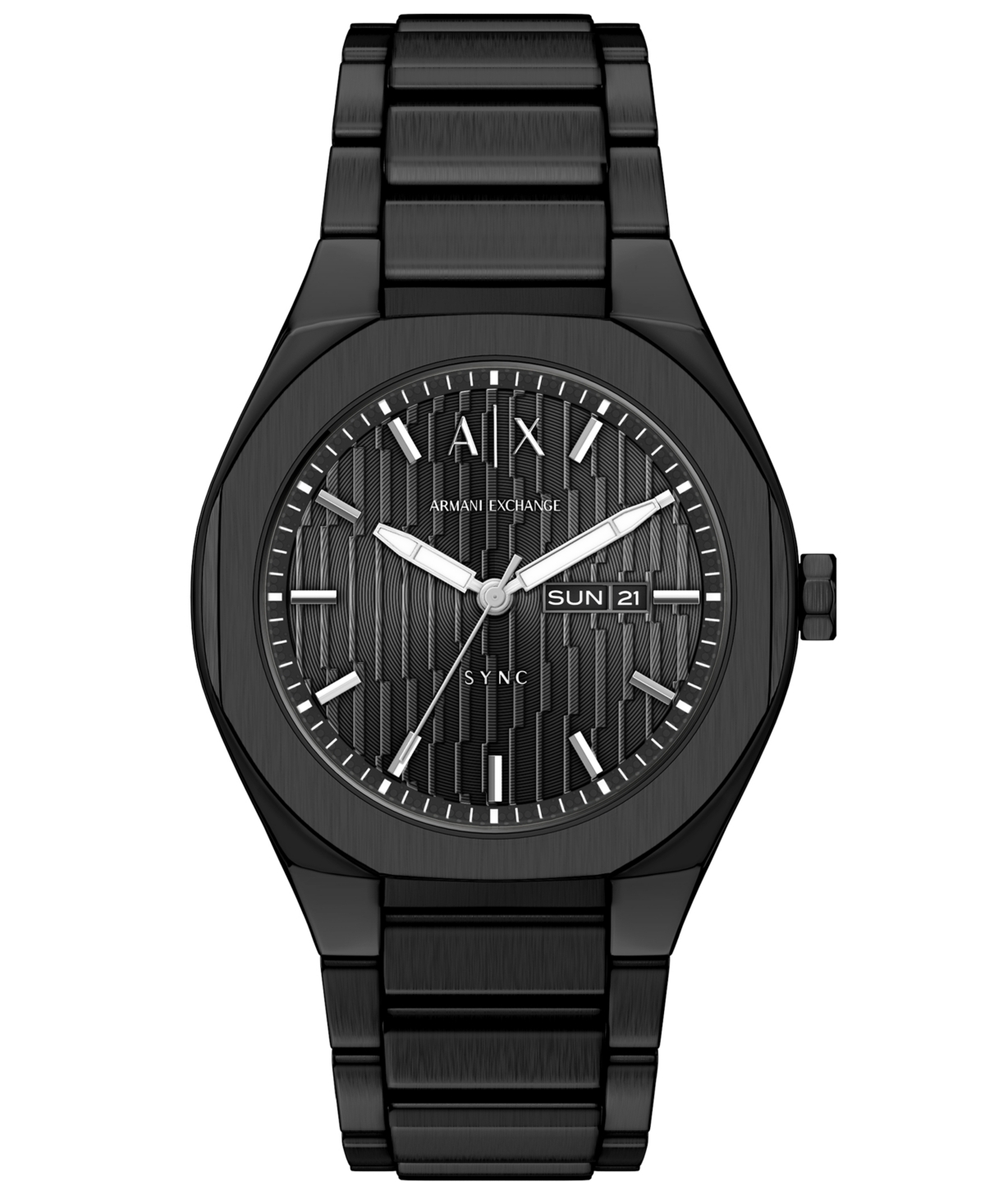 Armani Exchange Men's Sync Quartz Day-Date Black Stainless Steel Watch 42mm