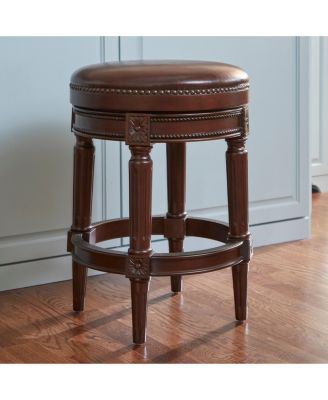 1 Piece 26 Inch Swivel Counter Stool Backless Wooden Bar Stool with PU Leather Seat