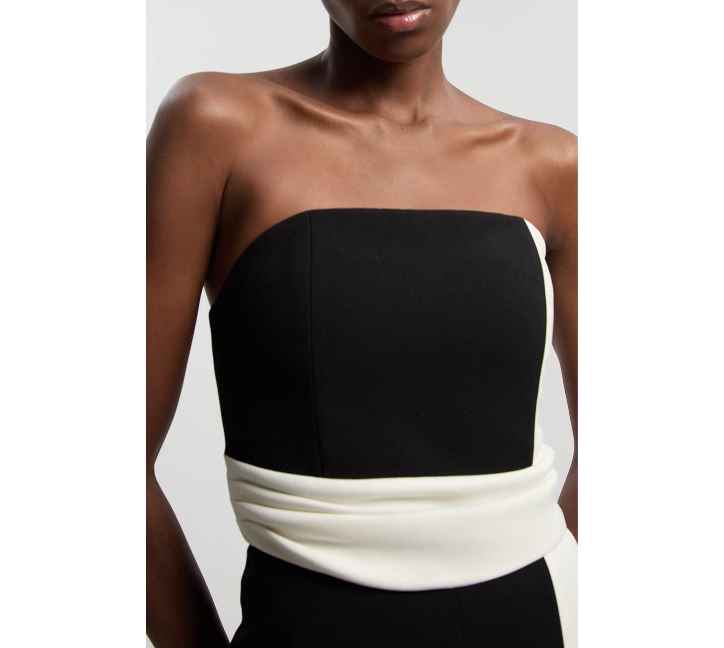 Женский комбинезон Karen Millen Soft Tailored Bandeau Jumpsuit, цвет: Mono — фото 7