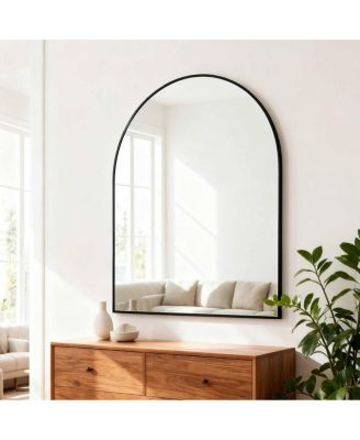 30" x 36" Arched Metal Framed Wall Mounted Vanity Mirror for Bathroom, Bedroom and Entryway