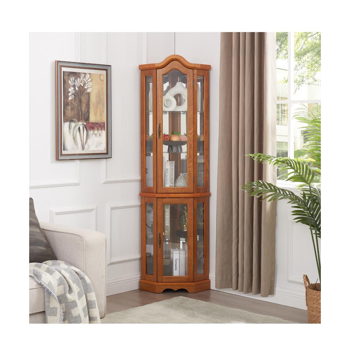 Boyel Living Freestanding Buffet with Hutch, Tall Kitchen Pantry Cabinet with 4 Drawers, Door Shelves and Pull-out Trays for Dining room, Living Room