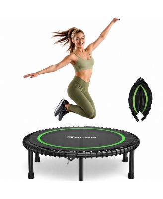 450/550LBS Foldable Mini Trampoline for Adults, 40/48 inches  Fitness Rebounder with Bungees, Quiet Stable Exercise Trampoline