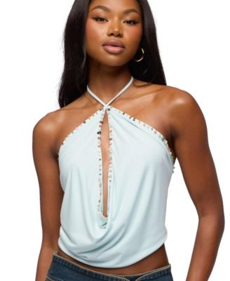 Women's Stone Backless Cowl Neck Top