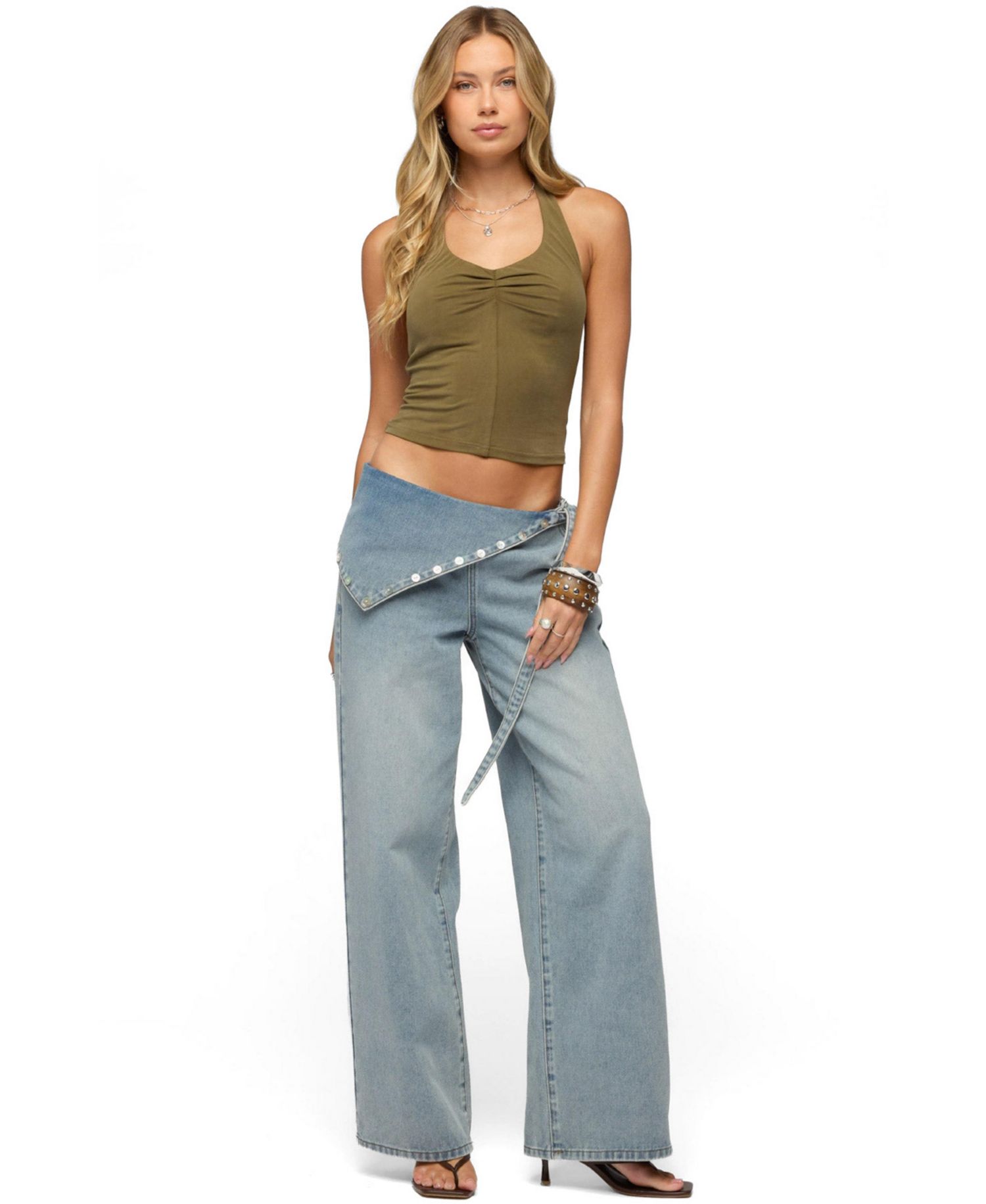 Womens Montanah Pleated Halter Top