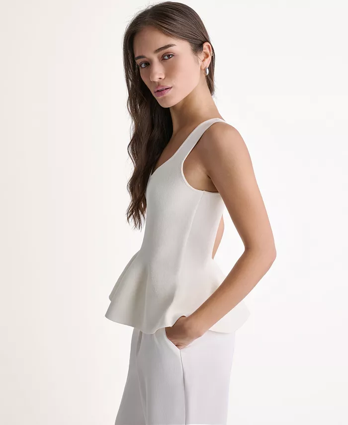 Women's Sleeveless V-Neck Peplum Top - thumbnail 4