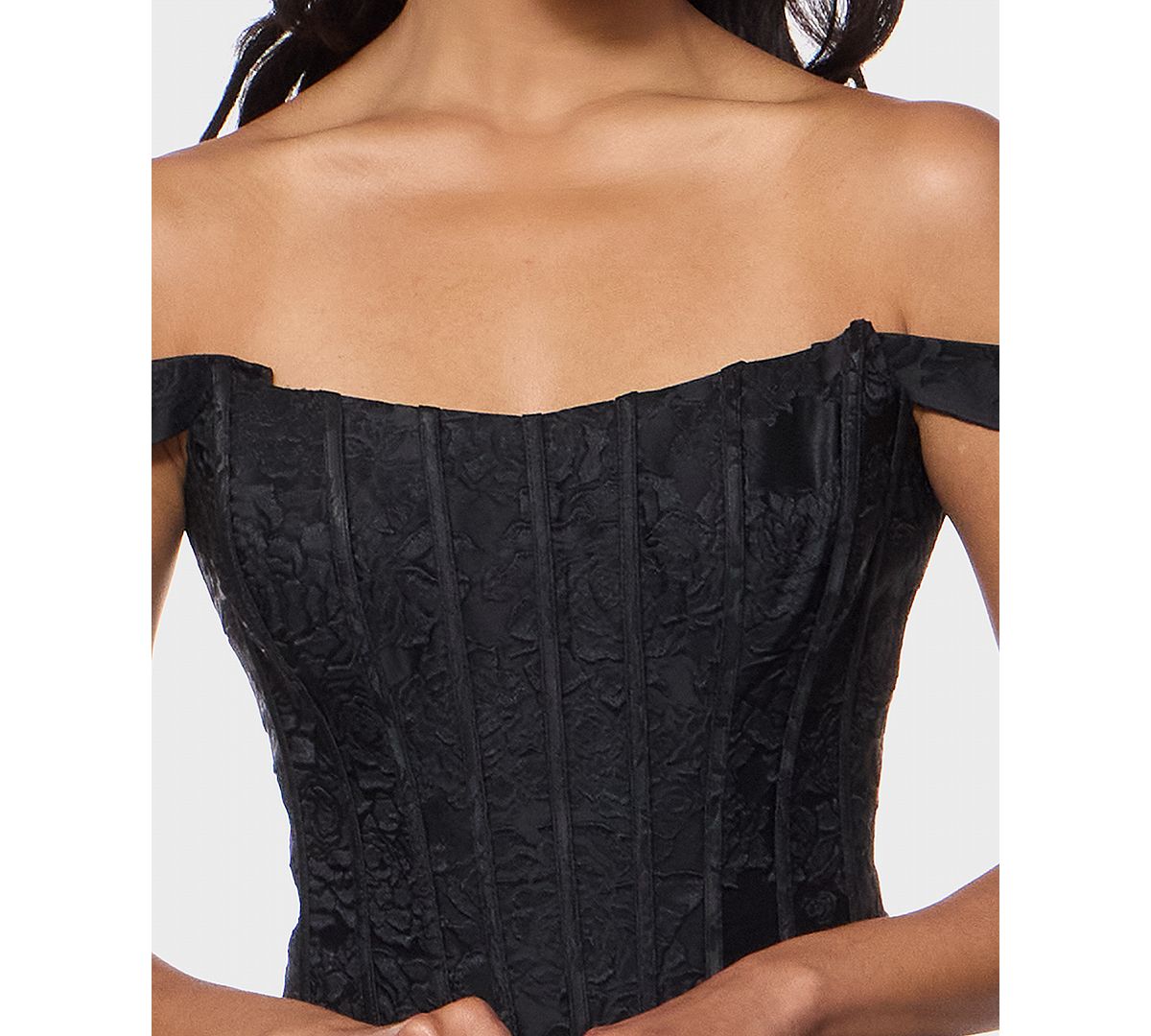 Alex & Sophia Juniors' Off-The-Shoulder Corset Bodice Jacquard Dress view 4 — MAYCSS fashion products